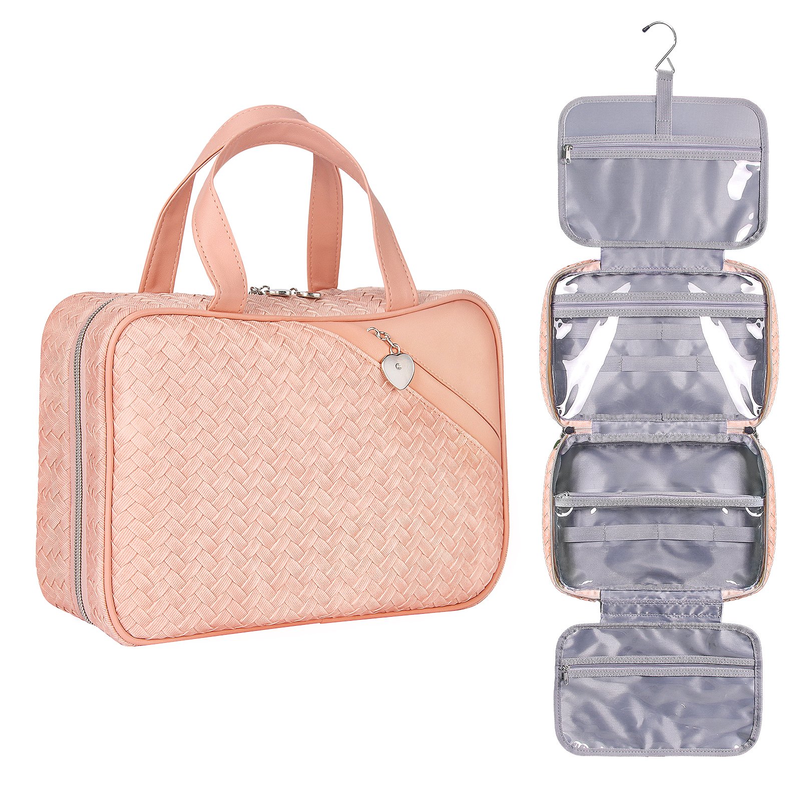 00 Travel Makeup Bag,Large Capacity Cosmetic Bags for Women,Waterproof Portable Pouch Open Flat Toiletry Bag Make upOrganizer with Divider and Handle - Image 1