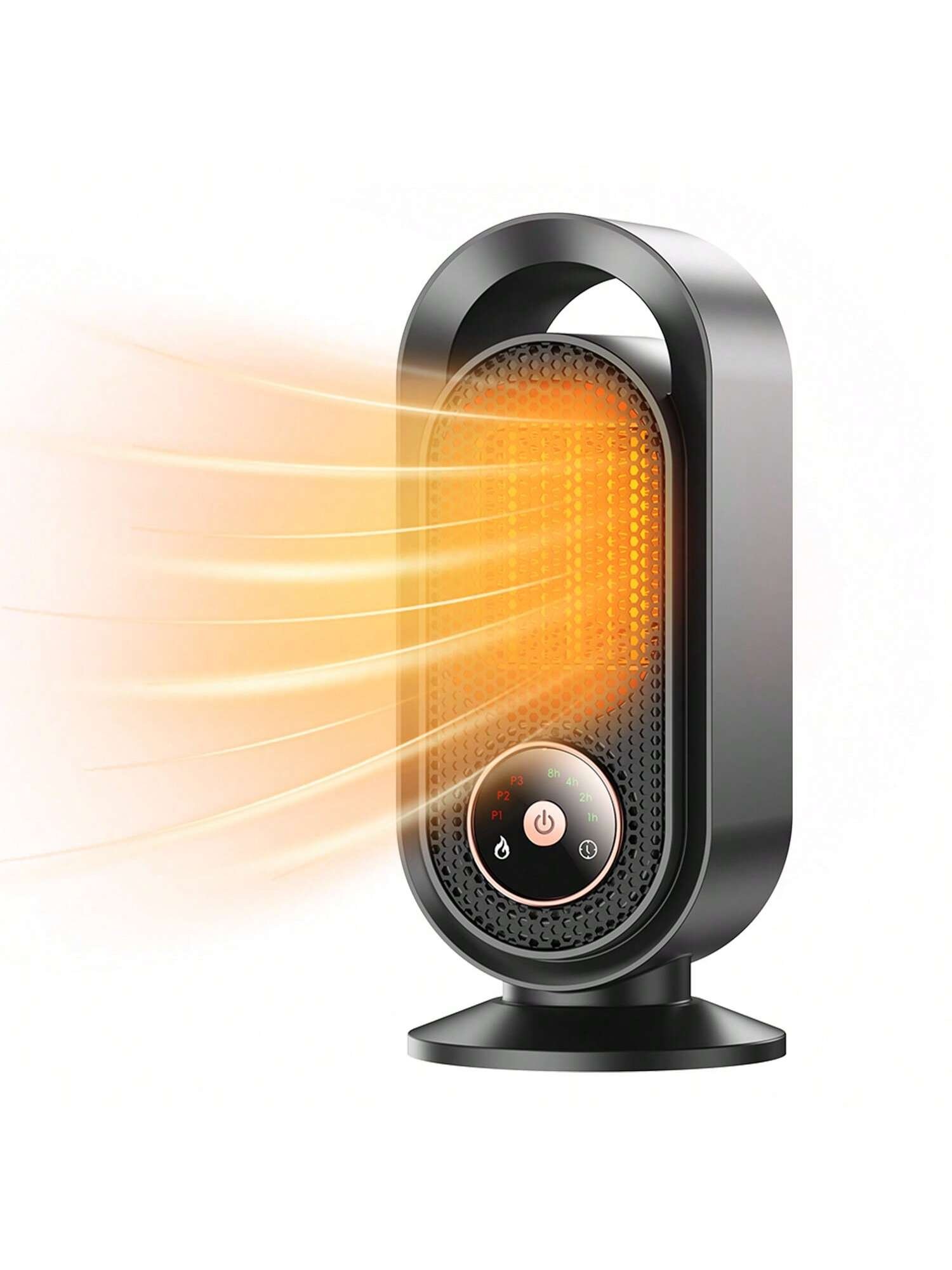 1 Space Heater 1pc 1500W Plug-In Portable Desktop Electric Heater , 3 Heat Settings, 4 Timer Functions, Mini Solar Powered Energy Efficient Fast Heating For Bedroom Home Use, Compact Size - Image 1