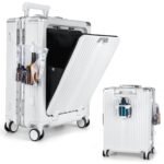 Airline Approved Carry On Luggage With Spinner Wheels, Aluminum Framed Carry On Suitcase With Front Open Laptop Compartment Pocket 22 Inch Large Checked-In Luggage - Image 2