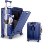 Airline Approved Carry On Luggage With Spinner Wheels, Aluminum Framed Carry On Suitcase With Front Open Laptop Compartment Pocket 22 Inch Large Checked-In Luggage - Image 3