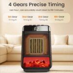 Space Heater 1pc 1500W Plug-In Portable Desktop Electric Heater , 3 Heat Settings, 4 Timer Functions, Mini Solar Powered Energy Efficient Fast Heating For Bedroom Home Use, Compact Size - Image 2