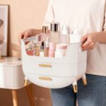 MASSY Egg Shape(Oval) Makeup Storage Box, Countertop Portable Vanity Cosmetics Organizer Preppy Style - Image 8