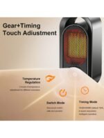 Space Heater 1pc 1500W Plug-In Portable Desktop Electric Heater , 3 Heat Settings, 4 Timer Functions, Mini Solar Powered Energy Efficient Fast Heating For Bedroom Home Use, Compact Size - Image 3