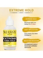 MASSY Waterproof Lace Wig Adhesive - Extreme Firm Hold, Quick-Dry, No Residue, 2.29fl.oz, Invisible Bonding for Secure & Natural Look, Unisex for All Hair Types, Hairpiece Adhesive | Easy Application | Light Beige Formula - Image 3