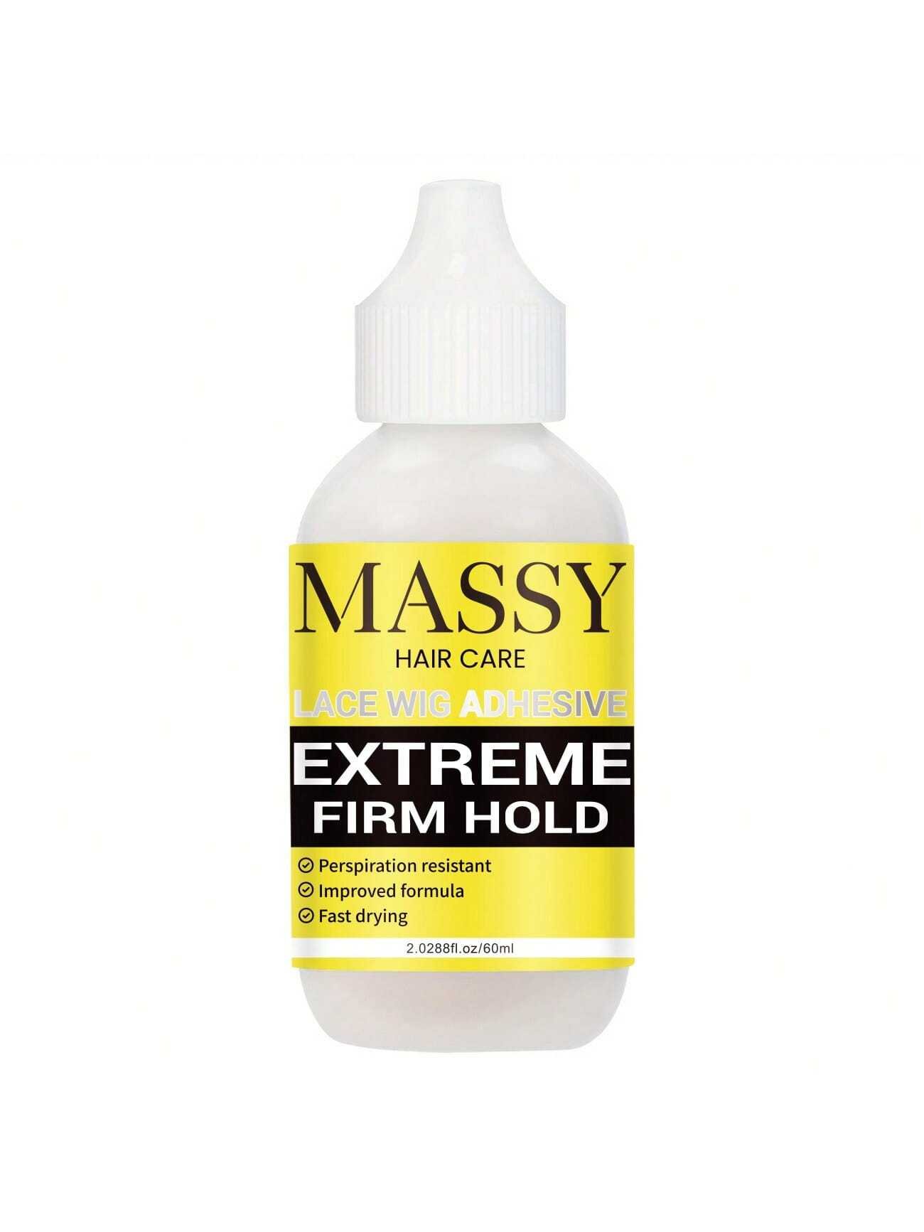 5 MASSY Waterproof Lace Wig Adhesive - Extreme Firm Hold, Quick-Dry, No Residue, 2.29fl.oz, Invisible Bonding for Secure & Natural Look, Unisex for All Hair Types, Hairpiece Adhesive | Easy Application | Light Beige Formula - Image 1