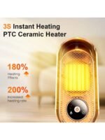 Space Heater 1pc 1500W Plug-In Portable Desktop Electric Heater , 3 Heat Settings, 4 Timer Functions, Mini Solar Powered Energy Efficient Fast Heating For Bedroom Home Use, Compact Size - Image 6