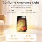 Space Heater 1pc 1500W Plug-In Portable Desktop Electric Heater , 3 Heat Settings, 4 Timer Functions, Mini Solar Powered Energy Efficient Fast Heating For Bedroom Home Use, Compact Size - Image 4