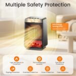 Space Heater 1pc 1500W Plug-In Portable Desktop Electric Heater , 3 Heat Settings, 4 Timer Functions, Mini Solar Powered Energy Efficient Fast Heating For Bedroom Home Use, Compact Size - Image 5