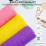 3 Pieces African Exfoliating Net, Colorful African Net Cloth, Long African Net Sponge Body Scrubber For Use In Shower, Bath Shower Wash Cloth Great For Skin Smoother Daily Use (Pink, Purple, Yellow) - Image 2
