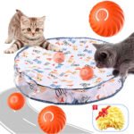 2 In 1 Simulated Interactive Hunting Cat Lover And Cat Mom Love Toy, Automatic Rolling Ball Toys Interactive Cat Lover And Cat Mom Love Toys Ball Fast Rolling In Pouch, Motion Activated Cat Lover And Cat Mom Love Toys For Bored Indoor Adult Cat Lover And Cat Mom Loves (Orange)