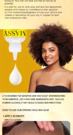 MASSY Waterproof Lace Wig Adhesive - Extreme Firm Hold, Quick-Dry, No Residue, 2.29fl.oz, Invisible Bonding for Secure & Natural Look, Unisex for All Hair Types, Hairpiece Adhesive | Easy Application | Light Beige Formula - Image 10