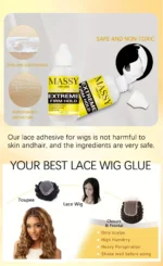 MASSY Waterproof Lace Wig Adhesive - Extreme Firm Hold, Quick-Dry, No Residue, 2.29fl.oz, Invisible Bonding for Secure & Natural Look, Unisex for All Hair Types, Hairpiece Adhesive | Easy Application | Light Beige Formula - Image 8