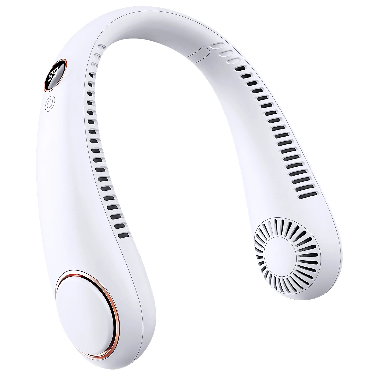 1高清 1pc Neck Hanging Fan, Bladeless Neck Fan, 3000mAh Battery Capacity Upgraded Version, Long-Lasting Battery Life, 5 Adjustable Speeds, LED Display, Suitable For Students, Office, Outdoor Travel, Perfect Gift, Essential For Holidays - Image 1