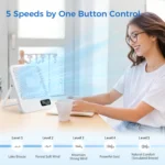 Multi-Position Desk Fan: 5-Speed 180° Adjustable Design With Hanging Hook & Whisper-Silent USB Operation. Perfect For Desk Use, Bedroom Cooling, Porch Relaxation & Travel Comfort. Designed Specifically For Adults Needing Flexible Temperature Management Solutions. - Image 3