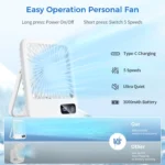 Multi-Position Desk Fan: 5-Speed 180° Adjustable Design With Hanging Hook & Whisper-Silent USB Operation. Perfect For Desk Use, Bedroom Cooling, Porch Relaxation & Travel Comfort. Designed Specifically For Adults Needing Flexible Temperature Management Solutions. - Image 5