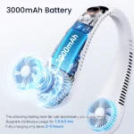 1pc Neck Hanging Fan, Bladeless Neck Fan, 3000mAh Battery Capacity Upgraded Version, Long-Lasting Battery Life, 5 Adjustable Speeds, LED Display, Suitable For Students, Office, Outdoor Travel, Perfect Gift, Essential For Holidays - Image 5
