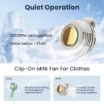 Portable Silent Mini Bladeless Electric Fan, Clip On Fan For Shirt, 3 Speeds Hands-Free Neck Fan,Suitable For Outdoor & Travel & Office, Travel Accessories, Gift - Image 5